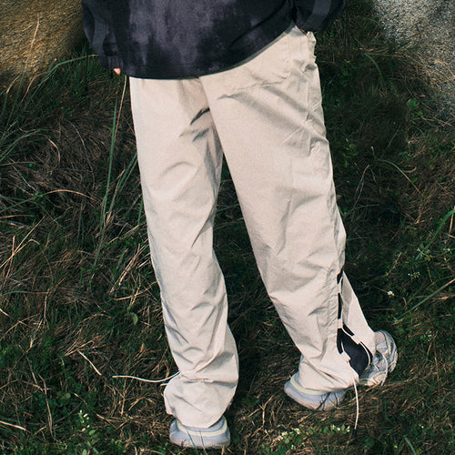 【GENANX2024NEW】Color contrast printed braided rope strap waterproof solid color casual pants