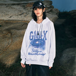 【GENANX2024NEW】Cosmic Blue Star River alphabet print drawstring kangaroo ribbed hood with drawstring rotator sleeves pure cotton hoodie