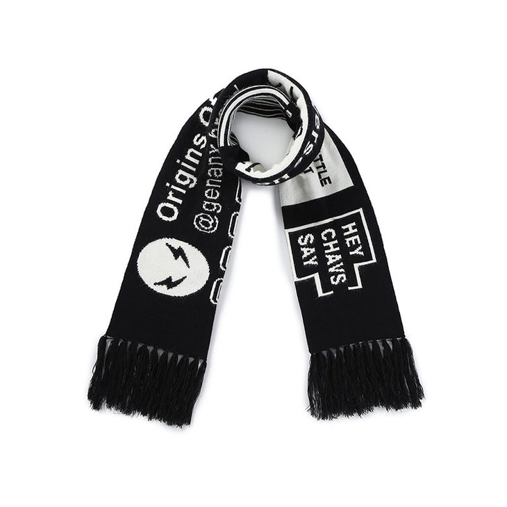 【GENANX2024NEW】Street hip-hop black and white with English fringe scarf