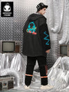 Graffiti Applique Embroidered Fleece Denim Hooded Jacket