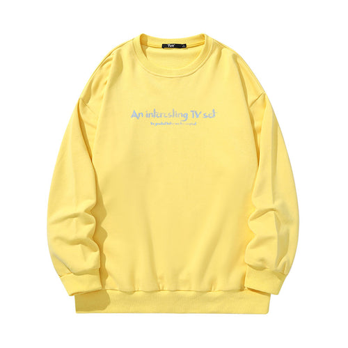 Simple basic cartoon TV letter-printed pullover round neck hoodie