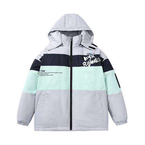Color contrast striped letters cartoon TV man print removable cap cotton-padded coat