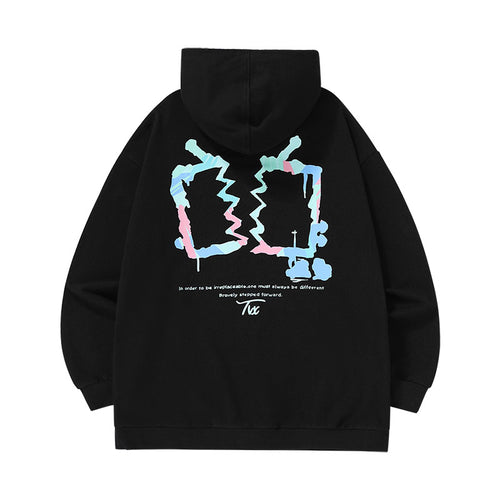 Simple style Bright color tear TV letter-printed cotton hoodie