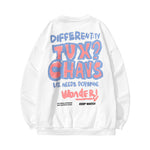 Street creative lettering graffiti print loose shoulder cotton crew-neck hoodie