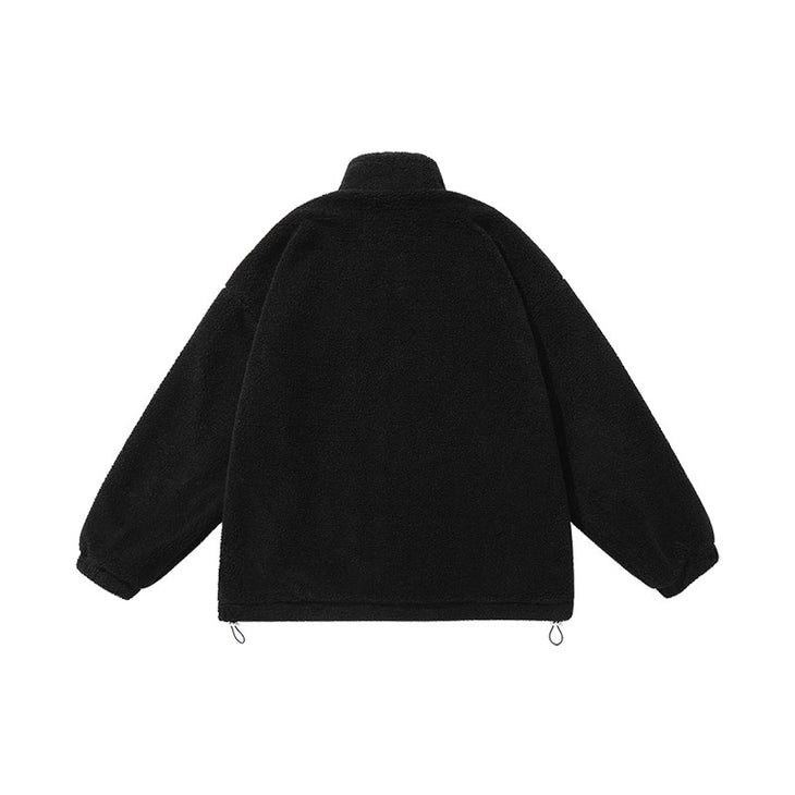 Simple style TV applique cloth embroidered fleece stand collar jacket