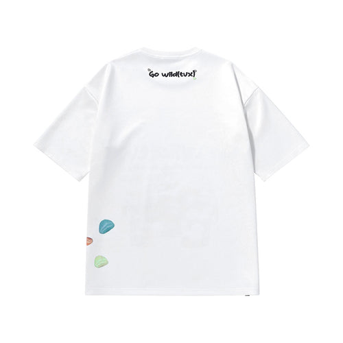 Skittles TV cartoon print Space cotton sleeved white T-shirt