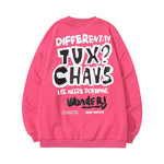 Street creative lettering graffiti print loose shoulder cotton crew-neck hoodie