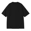 Black and white plaid zipper waist pack Lightning Jun print loose cotton round neck T-shirt