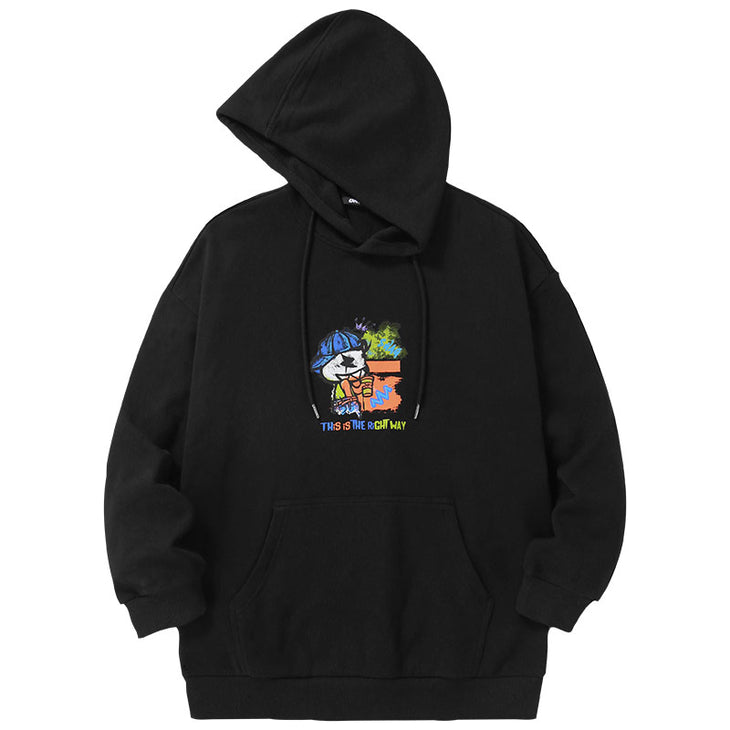 【GENANX2024NEW】Cartoon print loose hooded cotton hoodie man