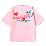 Earth Letters Love Foam print loose sleeved cotton T-shirt