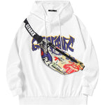Colorful 3D graffiti print zipper crossbody bag with hooded space cotton hoodie