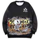 Space cotton vintage graffiti print sleeved couple pullover hoodie