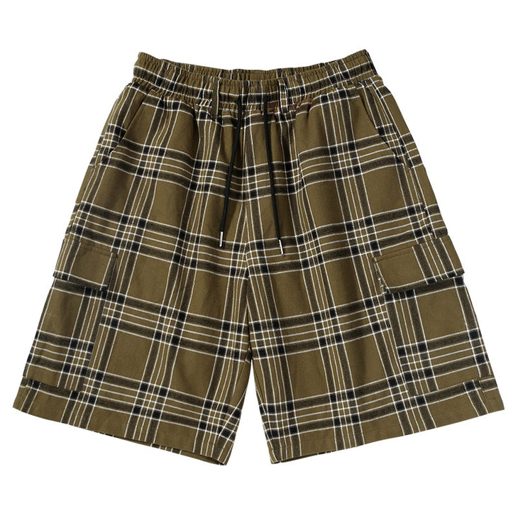 Us tide mountain contrasting plaid cargo pocket Gork weight five cent shorts