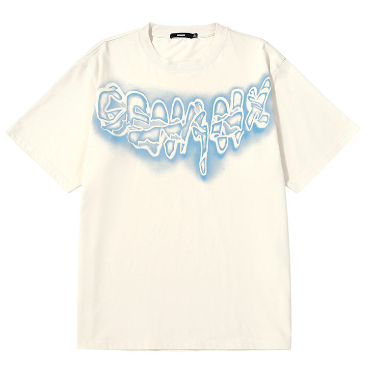 Meichao Mountain new fine cotton Glacier World alphabet print loose T-shirt