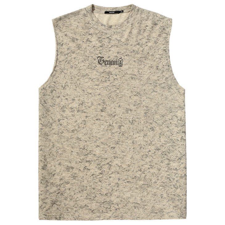 Us tide Mountain Crostar Crepe letter print loose version sleeveless vest T-shirt
