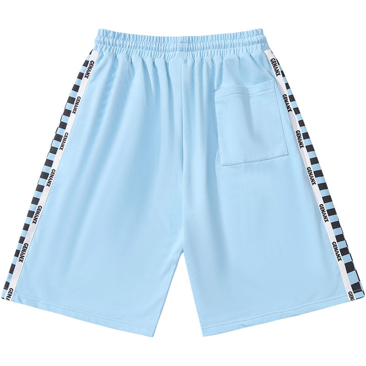 Multi-color optional patchwork checkerboard printed label nickel shorts