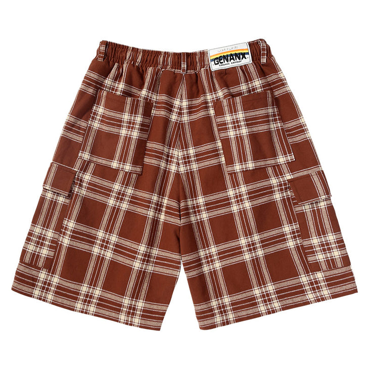Us tide mountain contrasting plaid cargo pocket Gork weight five cent shorts