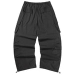 American tide mountain style letter print multi-pocket small pleats loose straight leg drawstring pants waist paratrooper casual pants