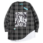 Irregular material patchwork plaid printed pattern patch cloth small label hoodie