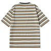 Retro street style color contrast horizontal striped LOGO embroidered logo round neck T-shirt