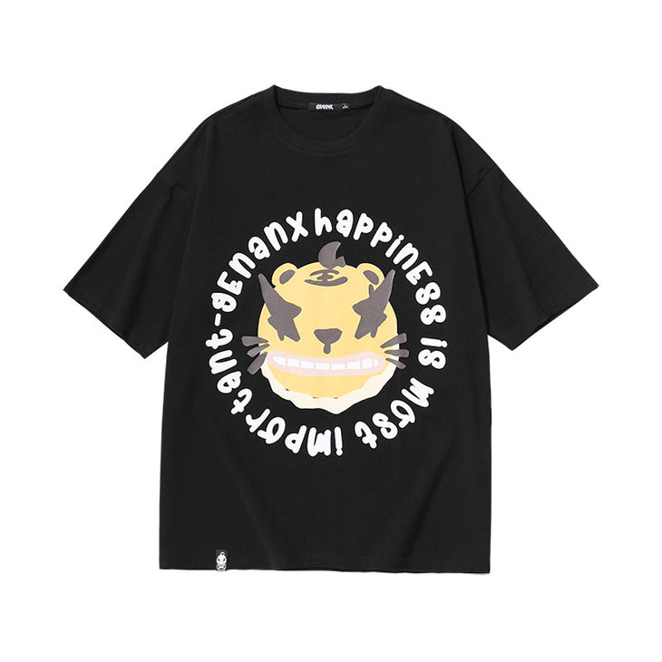 Multi-color optional Tiger Tiger Wind Tiger graffiti letter-printed cotton T-shirt