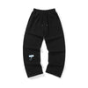 Simple style graffiti printed stretch rope label cotton sports casual pants