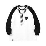 Color splicing striped scarf love embroidered chapter Lightning Jun printed hoodie