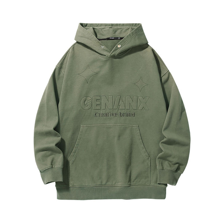 【GENANX2024NEW】Far infrared self-heating constant temperature letter Logo embroidered hooded pure cotton hoodie