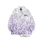 Gradient color full lettering graffiti label jacket with closed sleeves drawstring hem