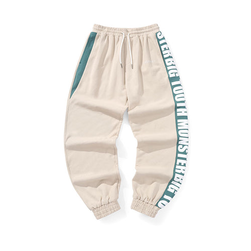 Color letter string label loose straight leg leg cotton casual sports pants