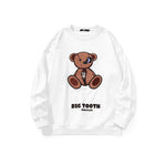 Bear doll monogram embroidered rotund sleeve ribbed cotton hoodie