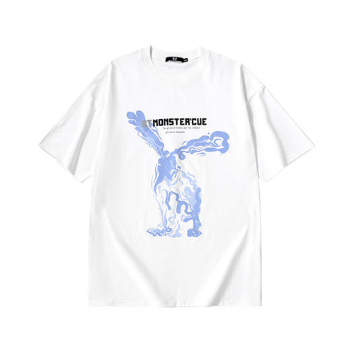 Creative Melt Mist sense alphabet print loose drop sleeve cotton T-shirt