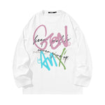 Glitz spray-painted graffiti letter-print loose shoulder neck hoodie