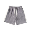 Color contrast patchwork side stripes monogrammed printed suede five-point casual shorts