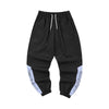 Color contrast patchwork embroidered drawstring pants waistband leg cargo sports pants