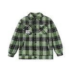 Contrasting plaid monogrammed embroidered medallo-lapel drop cuff padded jacket