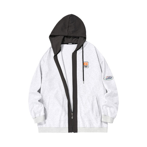 Cityboy color contrast patchwork drawstring hooded cotton jacket