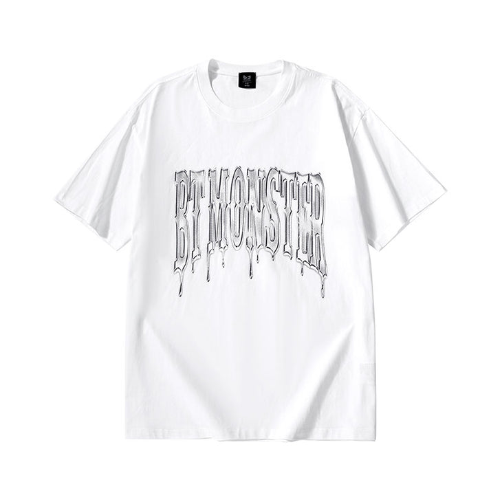 Melt Ice monogram print loose sleeved cotton T-shirt