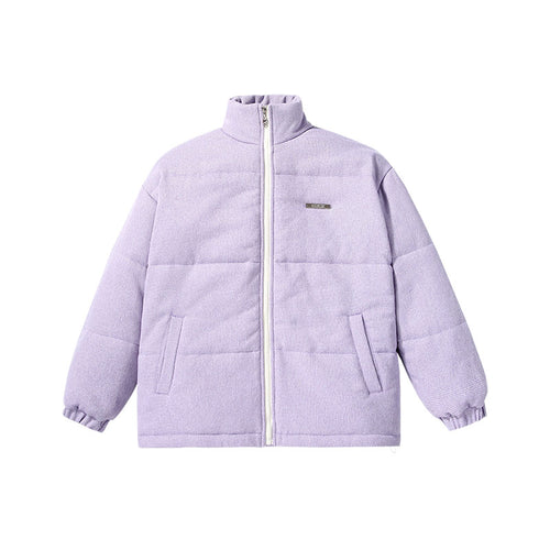 Letter badge dark pattern down rotator sleeve two-tone texture sense small fragrant wind cotton-padded coat