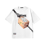 Fun zip pocket delivery box Flash Print Space cotton T-shirt