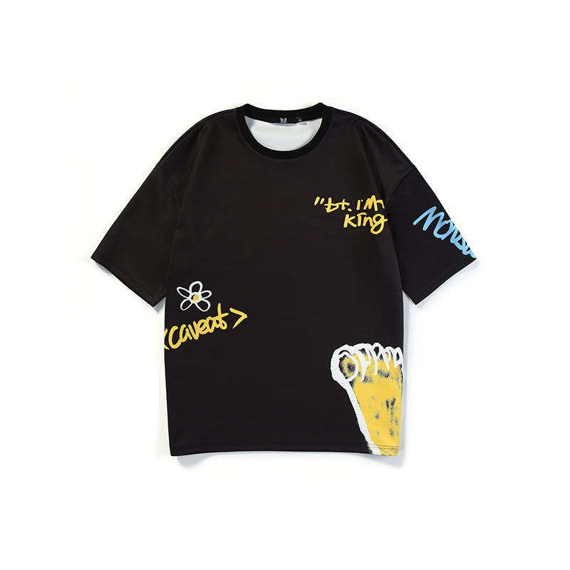 Creative Little Daisy print ice silk loose short sleeve crew neck T-shirt