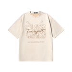 Creative Pattern English Print loose sleeved suede round neck T-shirt