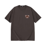 Street hipster Bear embroidered label loose sleeved cotton T-shirt