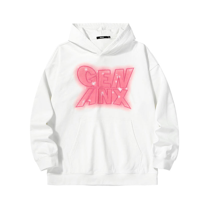 【GENANX2024NEW】Far infrared self-heating constant temperature three-dimensional embossed monogrammed printed fleece lining Golk heavy hoodie