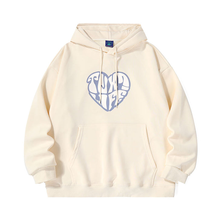 Multi-color option simple style Love letter printed kangaroo hood and fleece hoodie