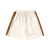 Color contrast patchwork side stripes monogrammed printed suede five-point casual shorts