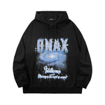 【GENANX2024NEW】Cosmic Blue Star River alphabet print drawstring kangaroo ribbed hood with drawstring rotator sleeves pure cotton hoodie