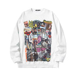 American street style architecture graffiti landscape illustration printed sleeved hoodie
