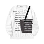 Letter full print shoulder bag with fabric webbing zip pocket space cotton hoodie