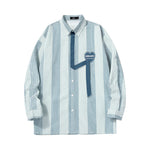 Contrasting color striped letters embroidered love label ribbon decorated loop shirt